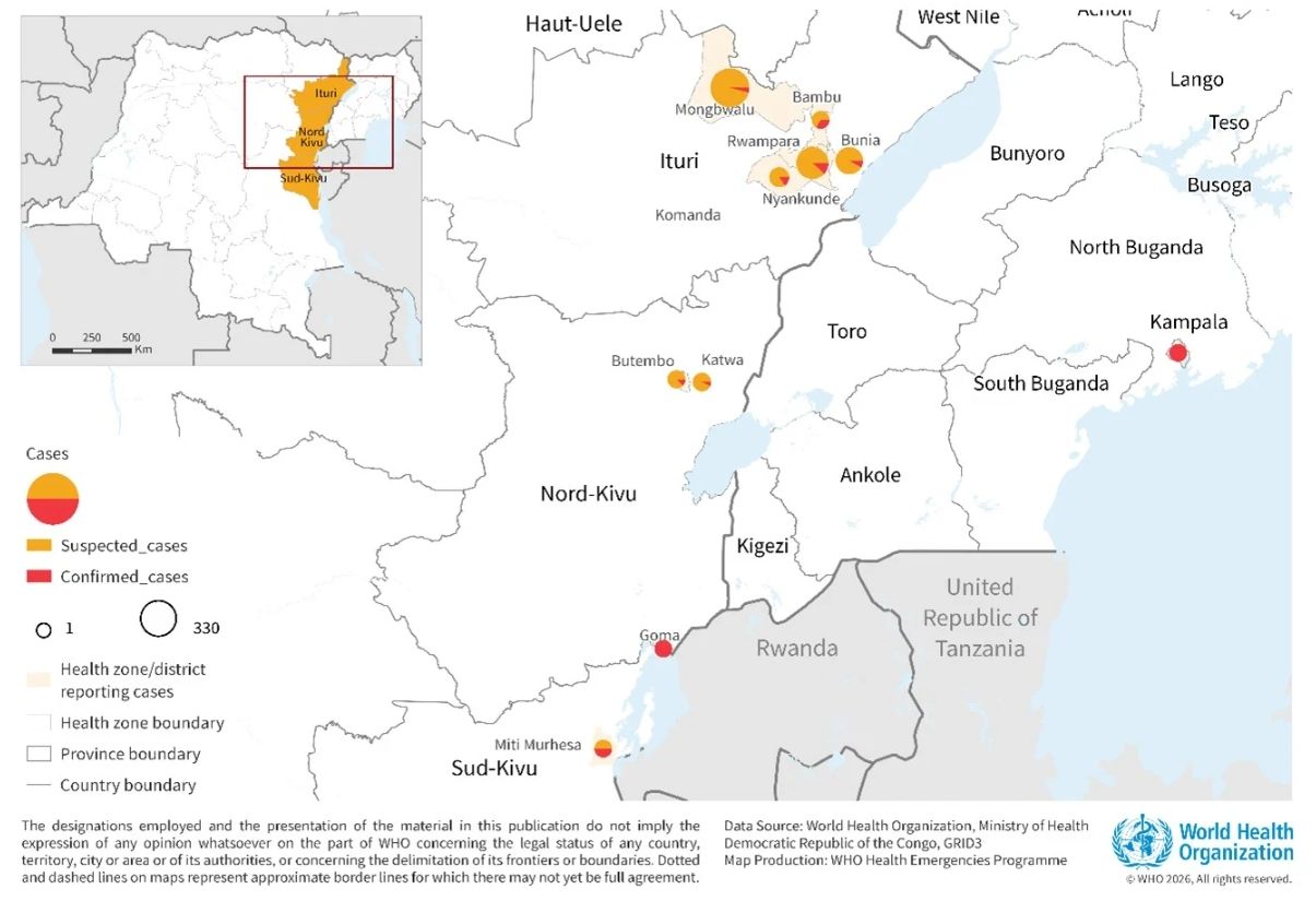 Ebola-mappa diffusione